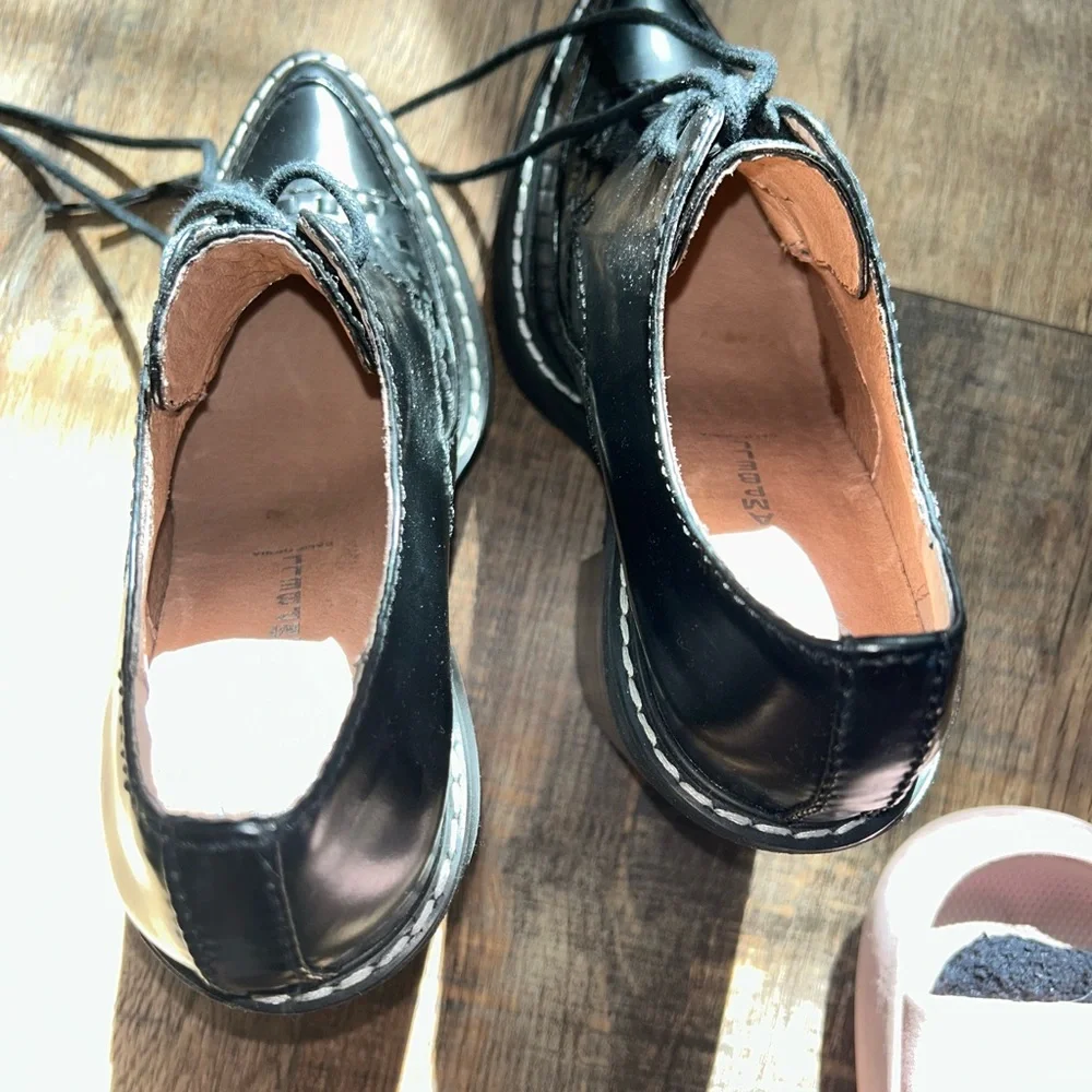 Jeffrey Campbell Black Leather Platform Lace-Up Heels